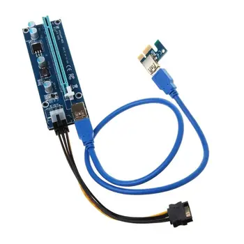 

Ver009S Pci Express 6 Pin To Sata 1X 16X Usb 3.0 Extender Adapter Led Btc Mining