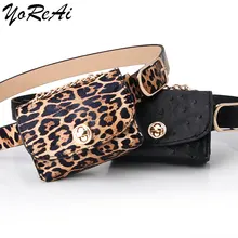 

Fashion New Women Chain Pocket Belt Leopard Pattern Retro Waist Fanny Pack Mini Handbag PU Leather Bag Purse Lady Wholesale Bag
