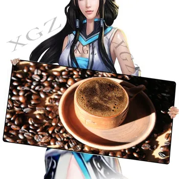 

XGZ Retro Coaster Coffee Large Mouse Pad Black Lock Edge Computer Desk Mat Rubber Non-slip Csgo Gota2 Gamer 900x400/600x300 Xxl