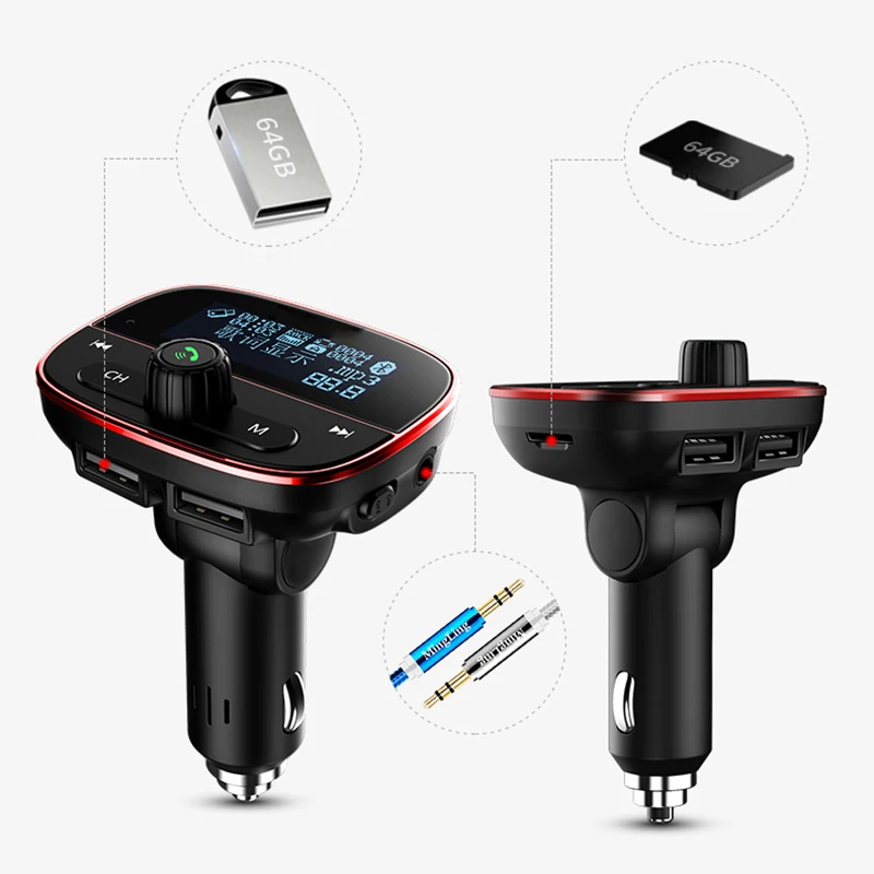 Fm-передатчик, Автомобильный MP3-плеер, Многофункциональный Bluetooth 4,2, Usb Автомобильный дисплей, цветной экран, лирика, громкая связь, аудио A, быстрая