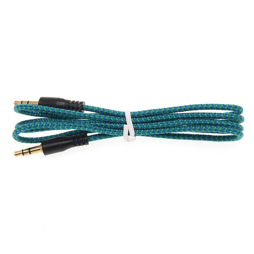 Nylon Braid Jack Audio Cable 3 5 Mm To 3 5mm Car AUX Cable 1M Headphone Extension Code for Phone Car Headset Speaker 300pcs