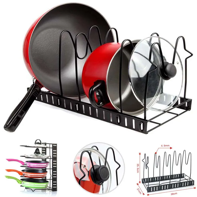 

Pan Organizer Rack Adjustable Kitchen Organizer 5-8 Layers Pot Lid Holder Dishes Stand Holder for Cutting Board Cabinet Storage