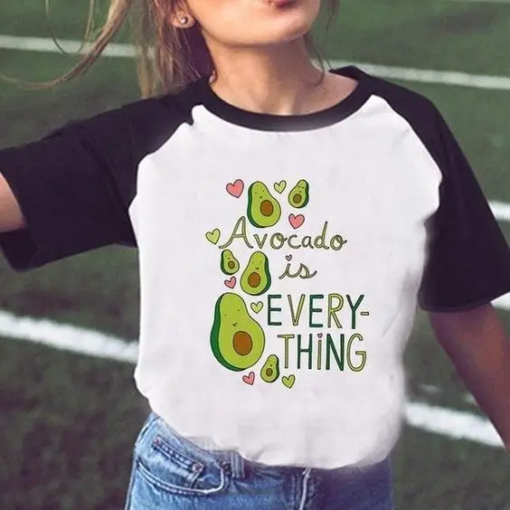 

Avocado Is Everything Print Tshirt Women Plus Size Women's Funny Tops Tees AVOCADO Design Raglan Sleeve T-shirt Female Outfits