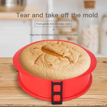 

Kitchen Bakeware Silicone Cake Mould Mini Round Cake Tin Non Stick Spring Form Loose Base Baking Pan Tray Oven Baking