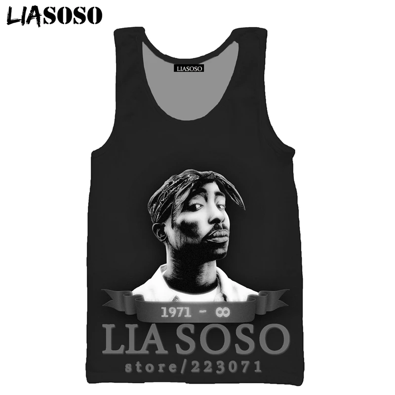 4 2Pac жилет LIASOSO Забавный для мужчин и женщин Аниме Толстовка 3D принт Рэппер О образным вырезом майка без рукавов хип хоп Уличный пуловер A295 - Цвет: 4