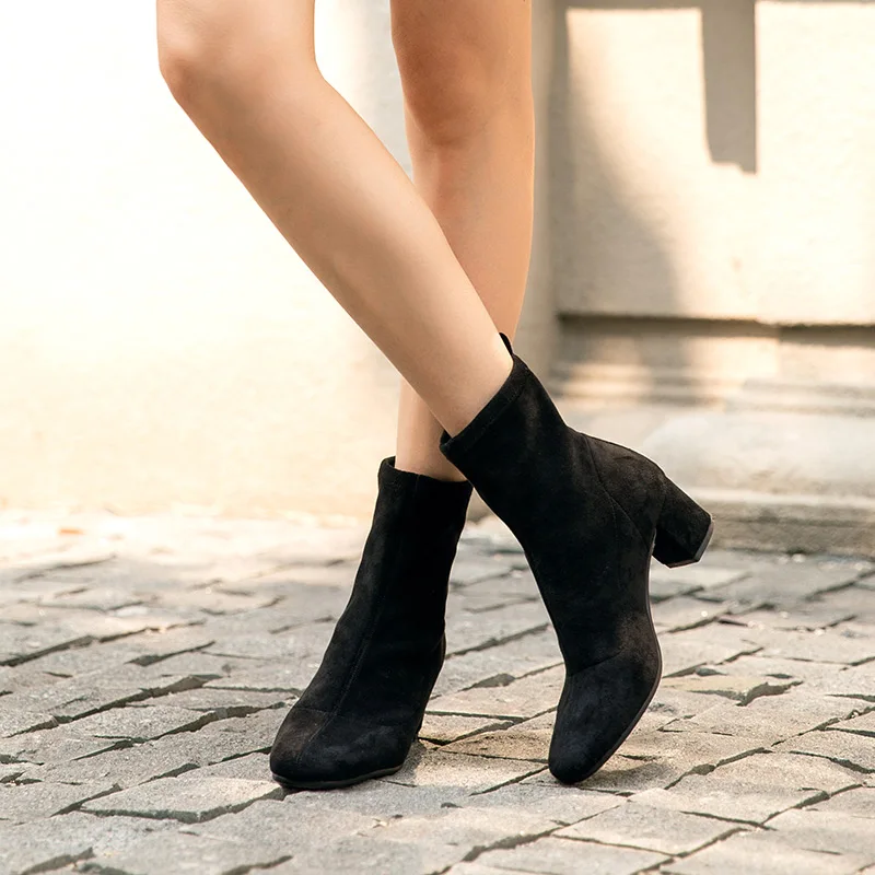 BeauToday/эластичные ботильоны Новинка Брендовая обувь с квадратным носком из