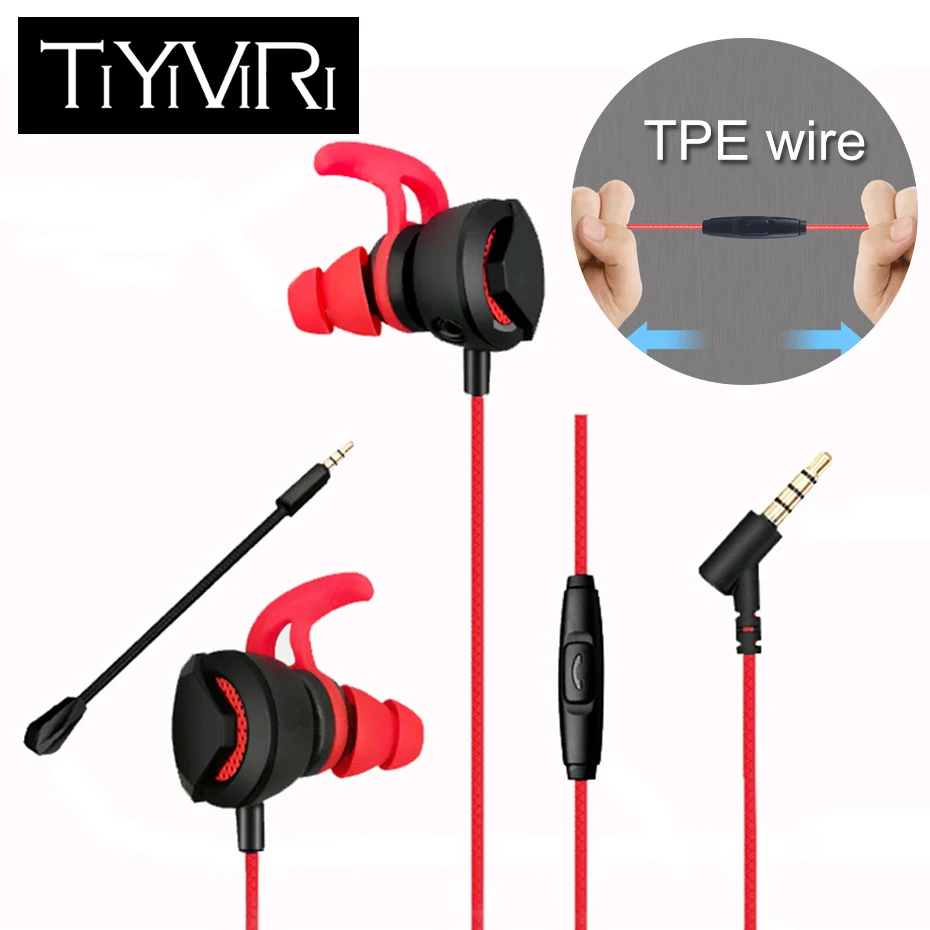 

TiYiViRi For PS4 Gaming Earphone Light Weight Bass Music Running 3.5mm Headphone with Microphone Universal for Computer Games