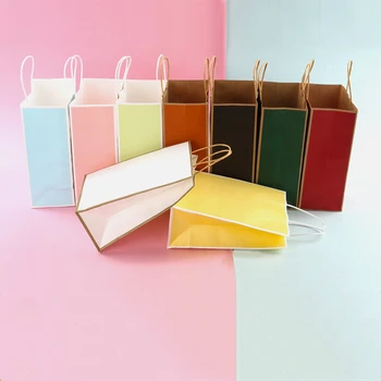 

10pcs/lot Kraft Paper Bag Tote Bag Small Gift Bag Baking Takeaway Tea Bag Shopping Clothing Bag