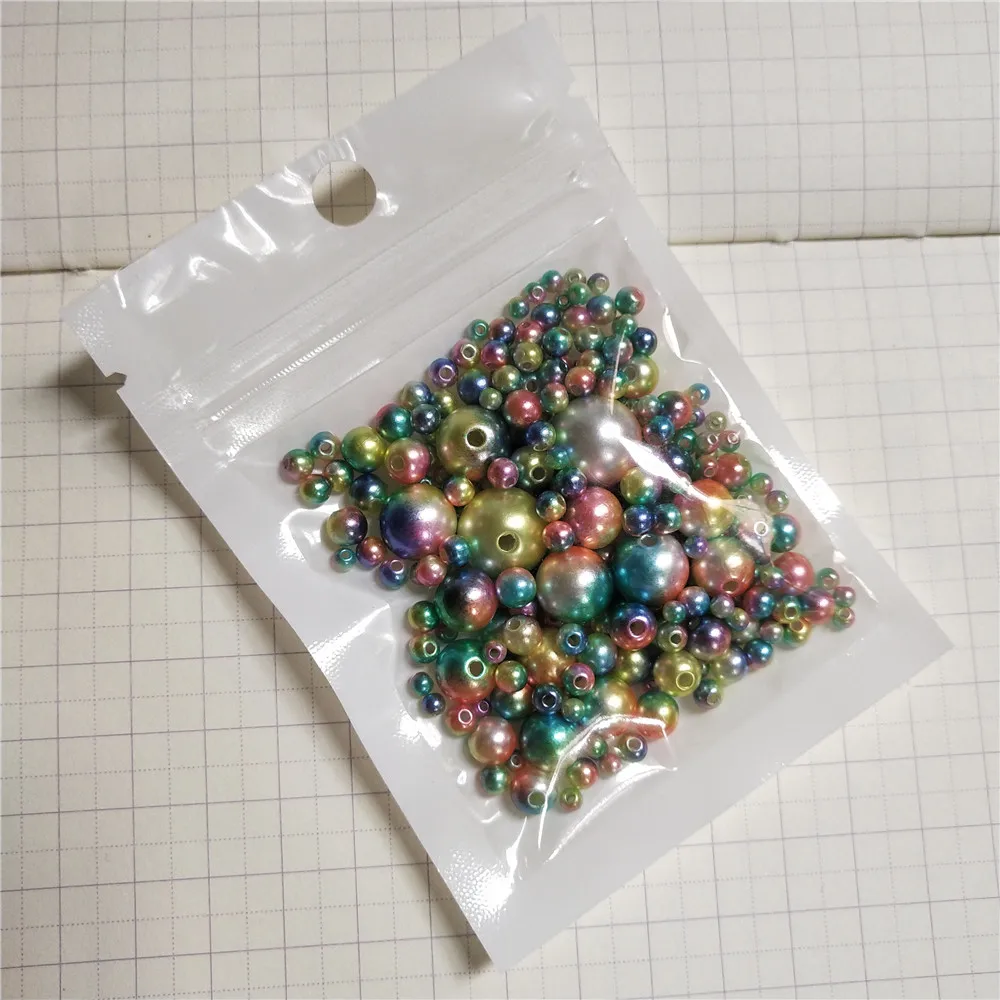 250Pcs Mix Size 3-12mm Beads with Hole Colorful Pearls Round Acrylic Imitation Pearl Beads DIY for Jewelry Making Accessories