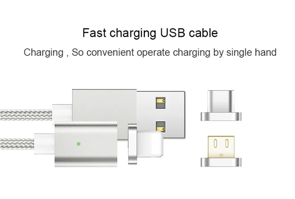 Fast Charging Nylon Braided 3 in 1 Strong Magnetic USB Data Sync Cable for iphone Android Type-C