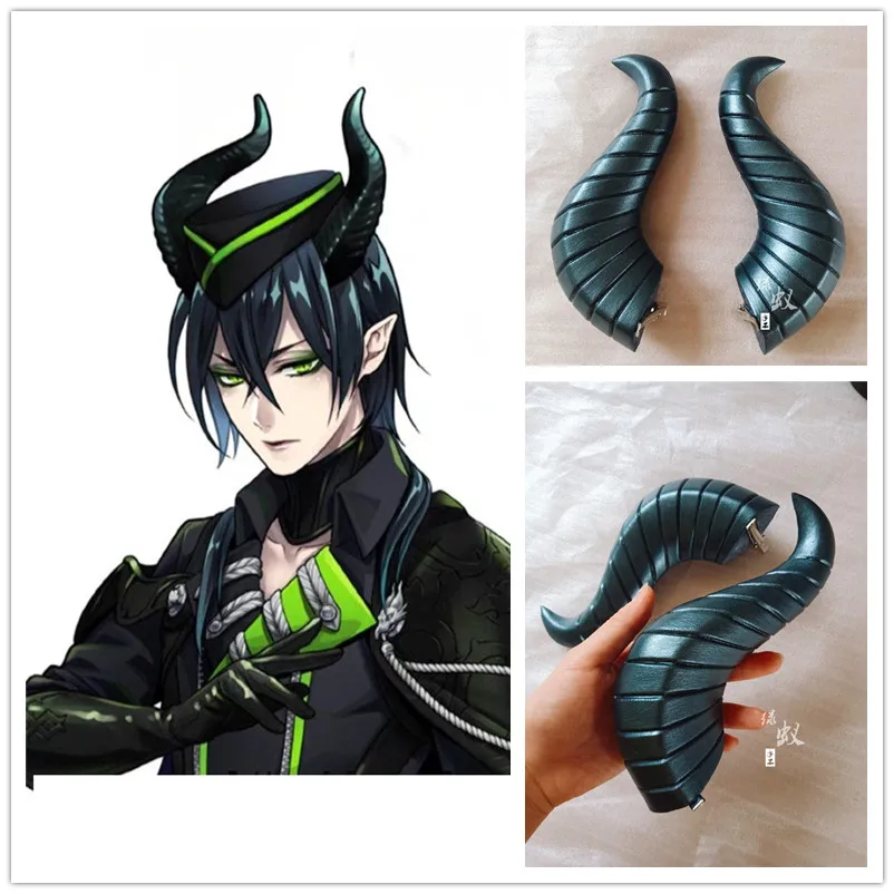 Game Twisted-Wonderland DIASOMNIA Malleus Cosplay Horns Head Clip Headwear Hairwear Cosplay Props Accessories