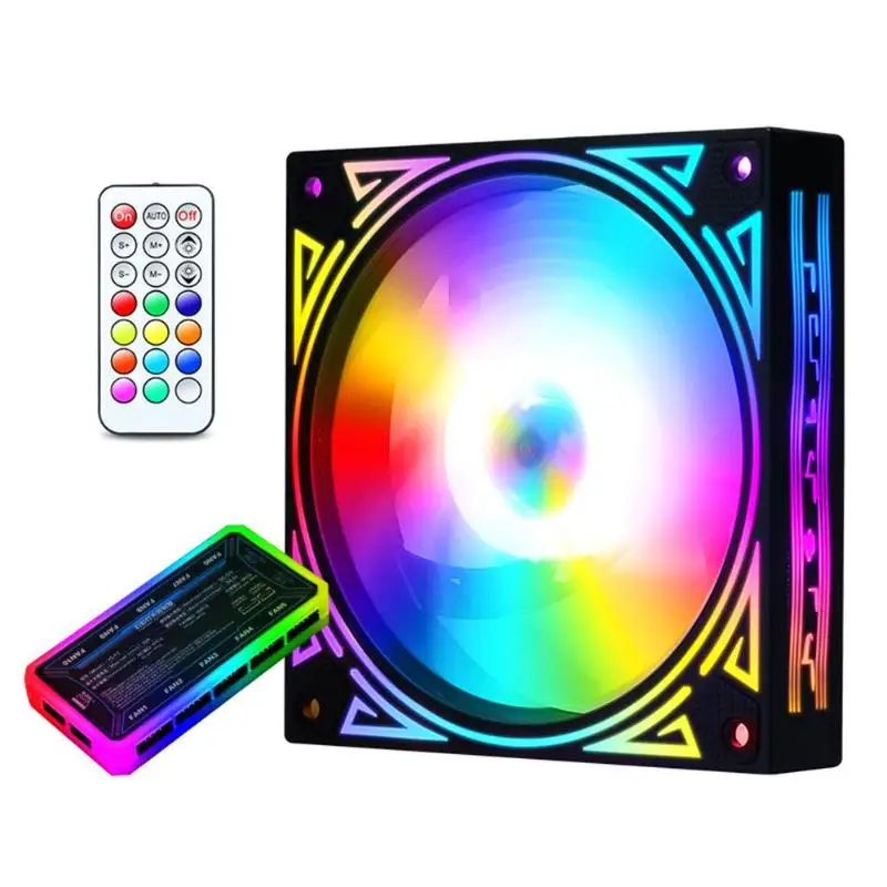 VODOOL 120 мм великолепный RGB цвет изменить корпус ПК охлаждающий Настольный вентилятор ПК Шасси кулер компьютер запасная часть персонализировать - Цвет лезвия: With Remote