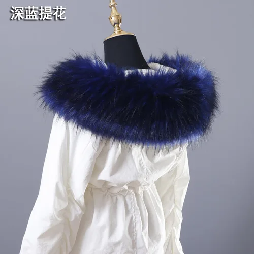 blue raccoon Зимняя куртка с воротником из искусственного меха енота с декоративным меховым воротником унисекс для мужчин и женщин с воротником из искусственного меха енота - Цвет: blue raccoon