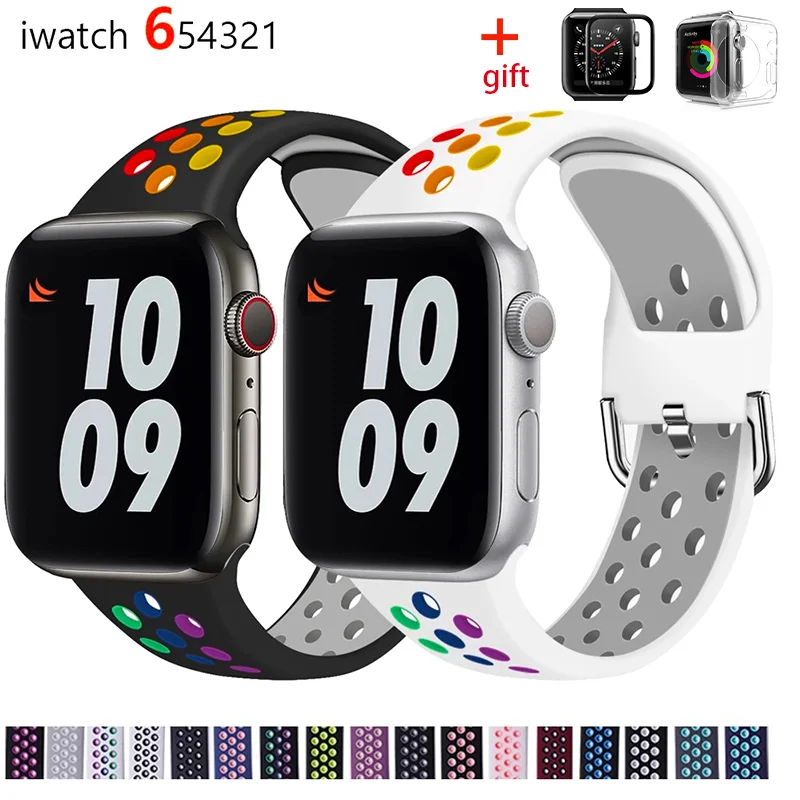 Ремешок силиконовый для Apple watch band 40 мм 44 мм/42 мм/38 спортивный браслет iWatch series 5 4 3 2 38