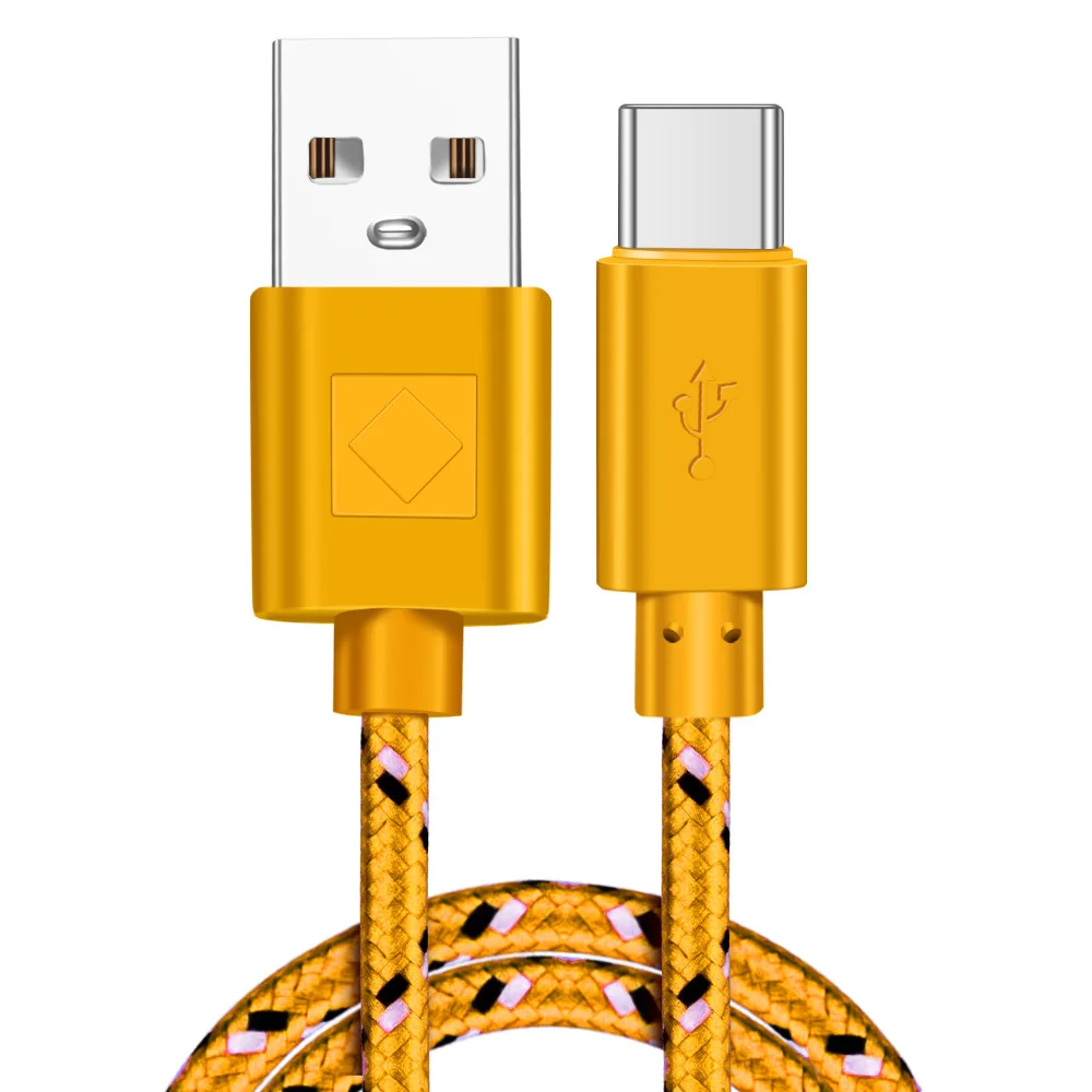 Кабель usb type-C с нейлоновой оплеткой 1 м 2 м 3M кабель USB C для быстрой зарядки и синхронизации данных для samsung S9 S10 S8 huawei Xiaomi Mi 9 UsbC type-c - Цвет: Цвет: желтый