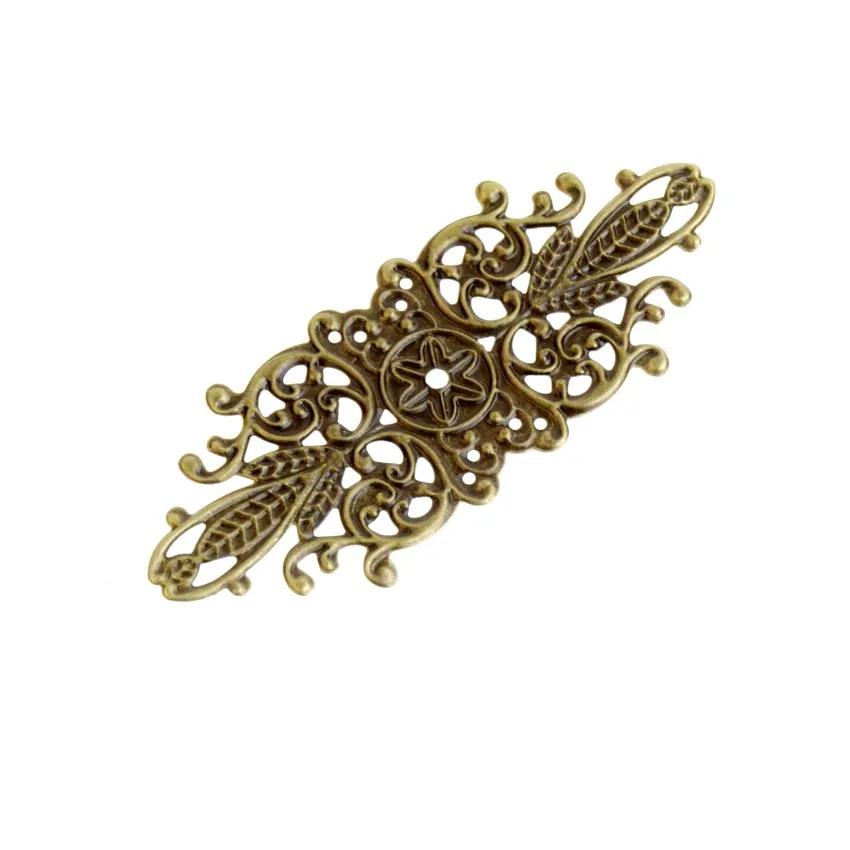 Antique Bronze Filigree Flower Wraps Connectors Gift Decoration DIY Embellishments Findings 5Pcs 8.5x3.4cm jewelry making supplies,craft supplies