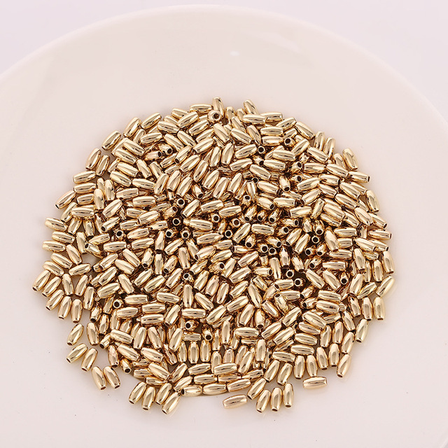 Gold Tube Spacers Bead Oval Loose Beads For Needdlework Jewelry Making DIY Necklace Bracelet Accessories Supplies