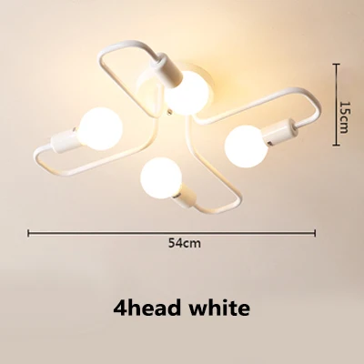 white 4head 54cm Скандинавский светодиодный потолочный светильник s Ретро Лофт ветка Chander потолочный светильник для гостиной спальни винтажный светильник - Цвет корпуса: white 4head 54cm