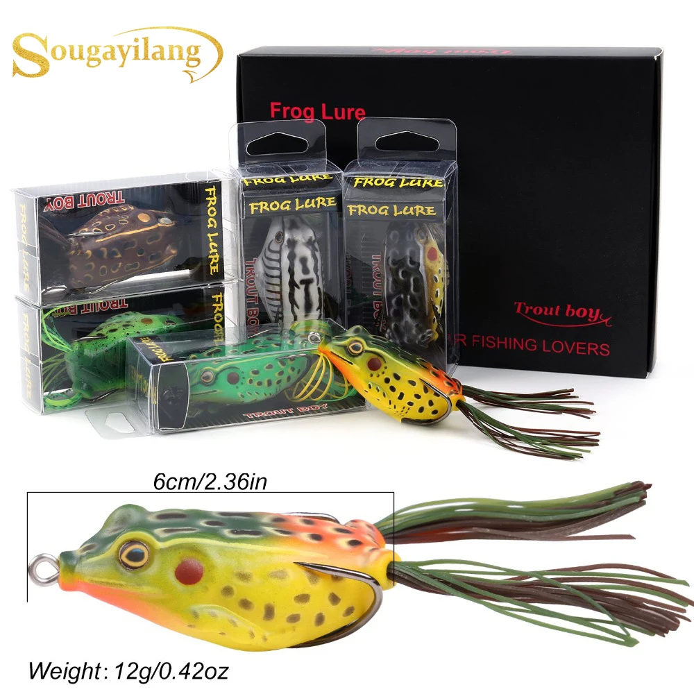 Sougayilang 6Pcs/9Pcs Frog Fishing Lure Hollow Body Frog Topwater Soft  Baits Lures for Bass Pike Snakehead Dogfish Musky