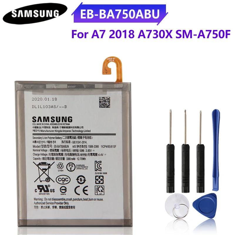 Оригинальный аккумулятор телефона EB-BA750ABU для Samsung GALAXY A10 A7 2018 A105F A730X SM-A750F SM-A730X 3300