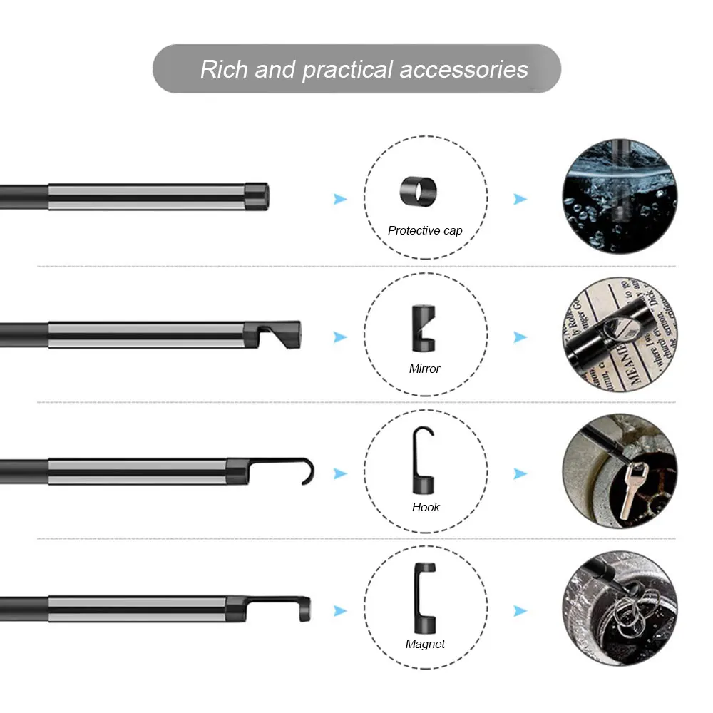 Portable Ear Spoon Borescope Handheld Endoscope Inspection Camera Photos ABS Inskam129 8mm Real-Time Video Microscope