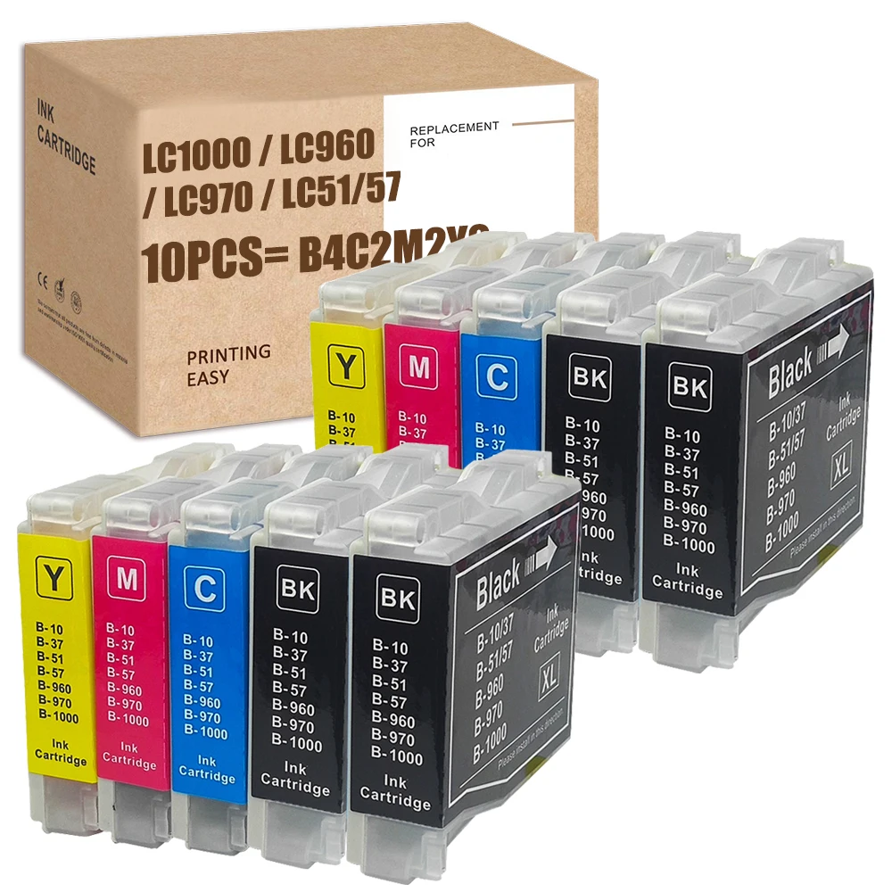 ink cartridges HS Compatible For Brother LC-1000/LC-970 LC970 Printer Ink DCP-153C,157C,330C,350C MFC-460CN,465CN,5460CN,630CDW 845CW FAX-1360 laser printer toner Ink Cartridges