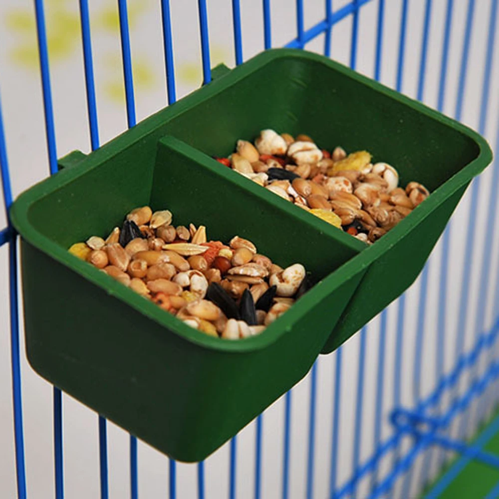 Alimentador de aves de doble ranura creativo, bandeja de comida, bebedero para loros, tazón de agua colgante para animales, suministros de aves, vasos para beber, productos para mascotas