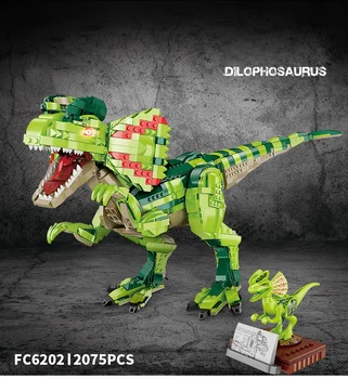 

Classic Creative Jurassic dinosaurs moc building block Dilophosaurus model with simulation sound bricks educational toys