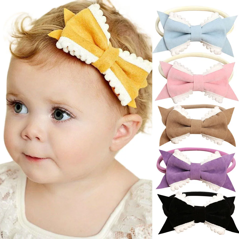 Kids Elastic HeadbandBaby bow elastic hair band Girls baby Bowknot Hairband  Hair Accessories Fashion headband baby