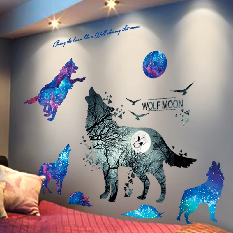 [SHIJUEHEZI] ужасный волк Птицы стикер на стену DIY животные Фреска Декор для дома гостиная детская спальня детская Декорация