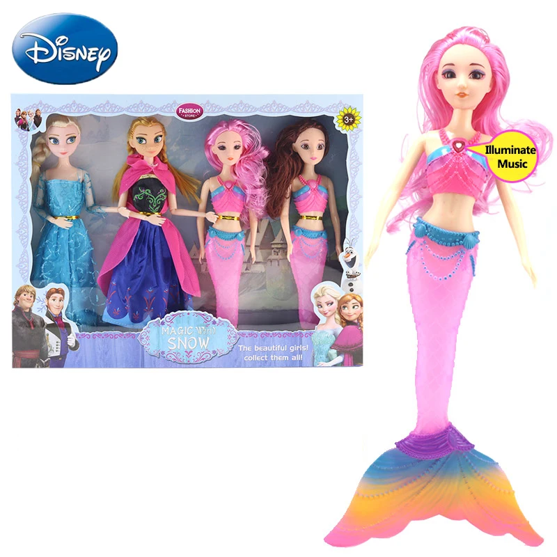 Disney Подлинная Принцесса Эльза Анна маленькая кукла, Русалка, игрушка Снежная королева дети, Девочки ручной работы DIY День Рождения мультфильм подарок куклы
