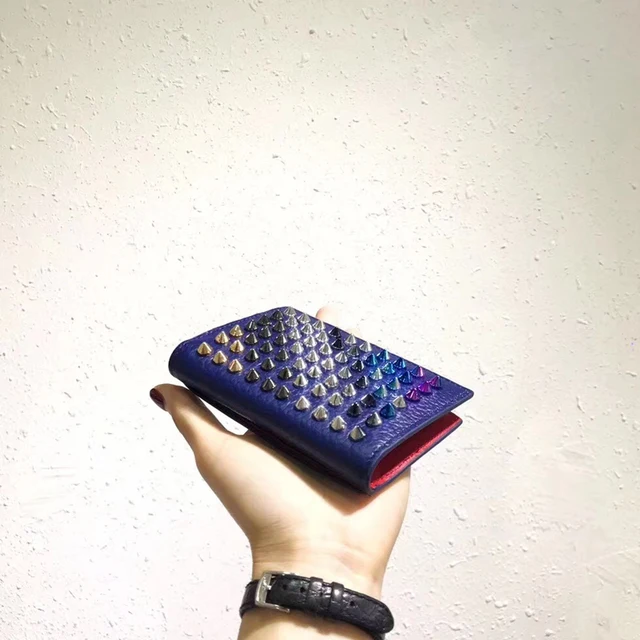 Fashion Slim Card Holder High Capacity Genuine Leather Men Women Simple Card Bag Business Bank Credit Card Holder Coin Purse Blue leather