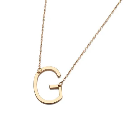 Новинка минималистичные золотые ожерелья с буквой 26 AZ для женщин панк длинные большие буквы кулон ожерелье ювелирные изделия - Окраска металла: G
