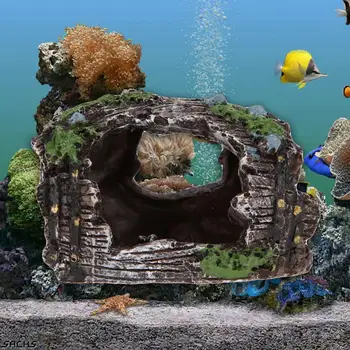 

1pc Aquarium Fish Tank Artificial Resin Mountain View Rock Barrel Castle Ornament Cave Aquarium Decoration Fish Tank Accessories