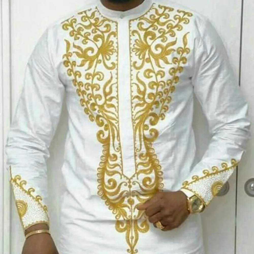 fashion 2021 mens africa clothing casual shirts fitness african dresss clothes dashiki robe africaine (without pant only shirt ) formal dresses south africa