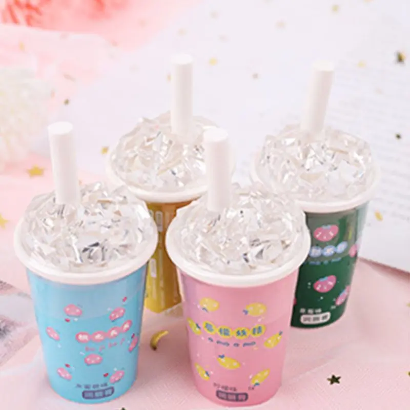 

Creative Cute Cartoon 3D Ice Straw Cup Shaped Lipstick Natural Fruit Extract Child Colorless Moisturizing Lip Balm