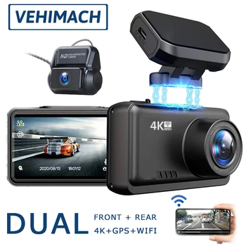 

VEHIMACH Dual Dash Cam 4K DVR Mirror Car Video Recorder WIFI GPS Dashcam Front Rear View Camera Dash Auto 24h Parking Monitor