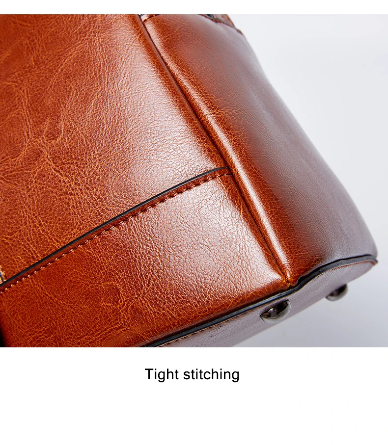 Genuine Leather Vintage Brown Women Handbag Messenger Shoulder Bags Daily Casual Tote High Quality Black Bag Purse