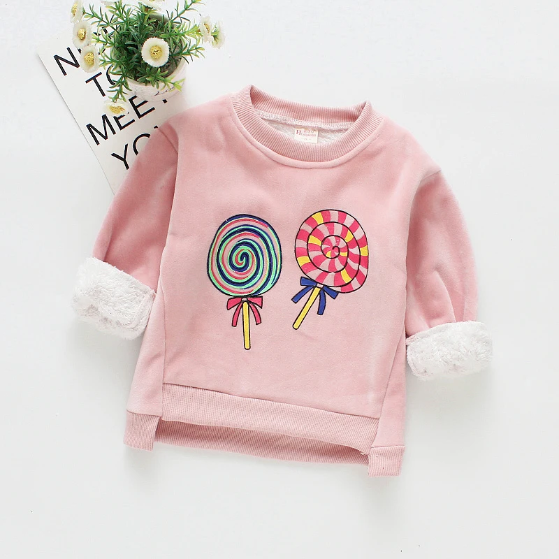 Для маленьких девочек; одежда с капюшоном; зимние теплые пуловеры Костюмы детский, для маленьких мальчиков кофты футболка с капюшоном, футболка с персонажами из мультфильмов - Цвет: Розовый