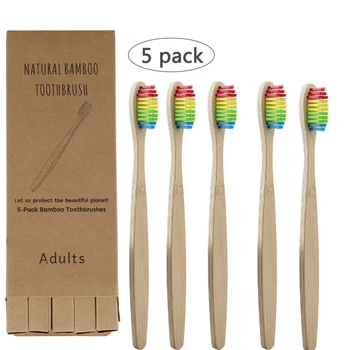 

5pcs Bamboo Tooth Brushes Soft Bristles Eco Friendly Oral Care Travel Toothbrush