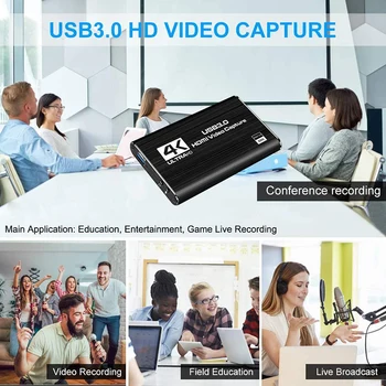 

Portable HDMI Video Capture Card Cables 4K Screen Record USB3.0 1080P Game Capture Device Computer Cables Connectors @M23