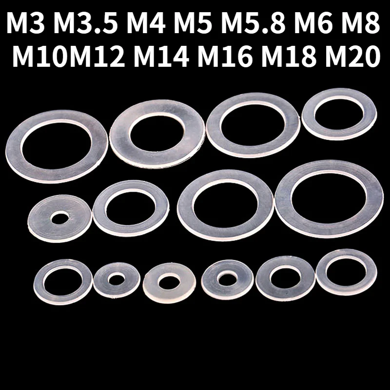 M3 M3.5 M4 M5 M20 Clear Nylon Plain Washers Plastic Flat Washer