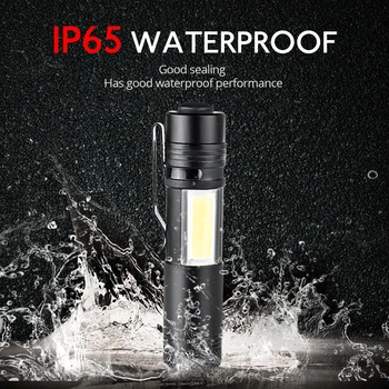 

COB LED Flashlight Waterproof Clip Handheld Flashlight Torch Pocket Work Light Emergency Light 14500 or AA Powered Camping Light