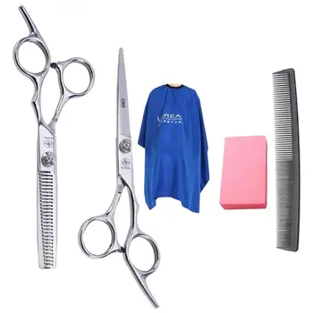 

6pcs/Set Thinning Scissors Hairdressing Scissors Set Bangs Cut Comb Apron Wipe Hair Styling Tools For Hair Salon Barber Home