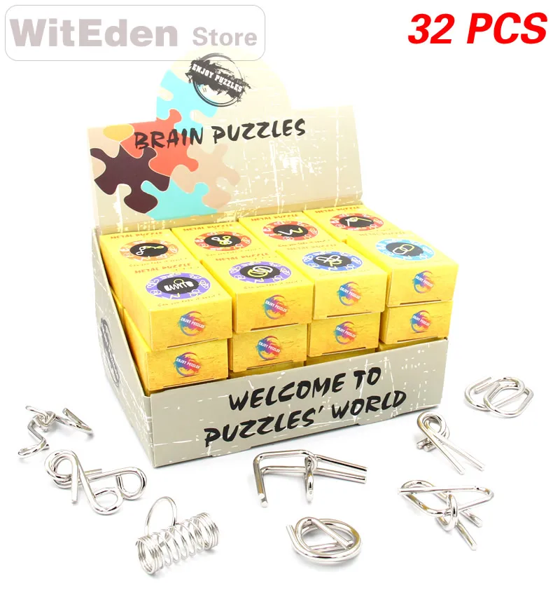 

3D Metal Wire Perplexing Puzzles Casse-Tete 32PCS/Sets Classic Knot Intelligence Buckle Interlock IQ Collection Antistress Toys