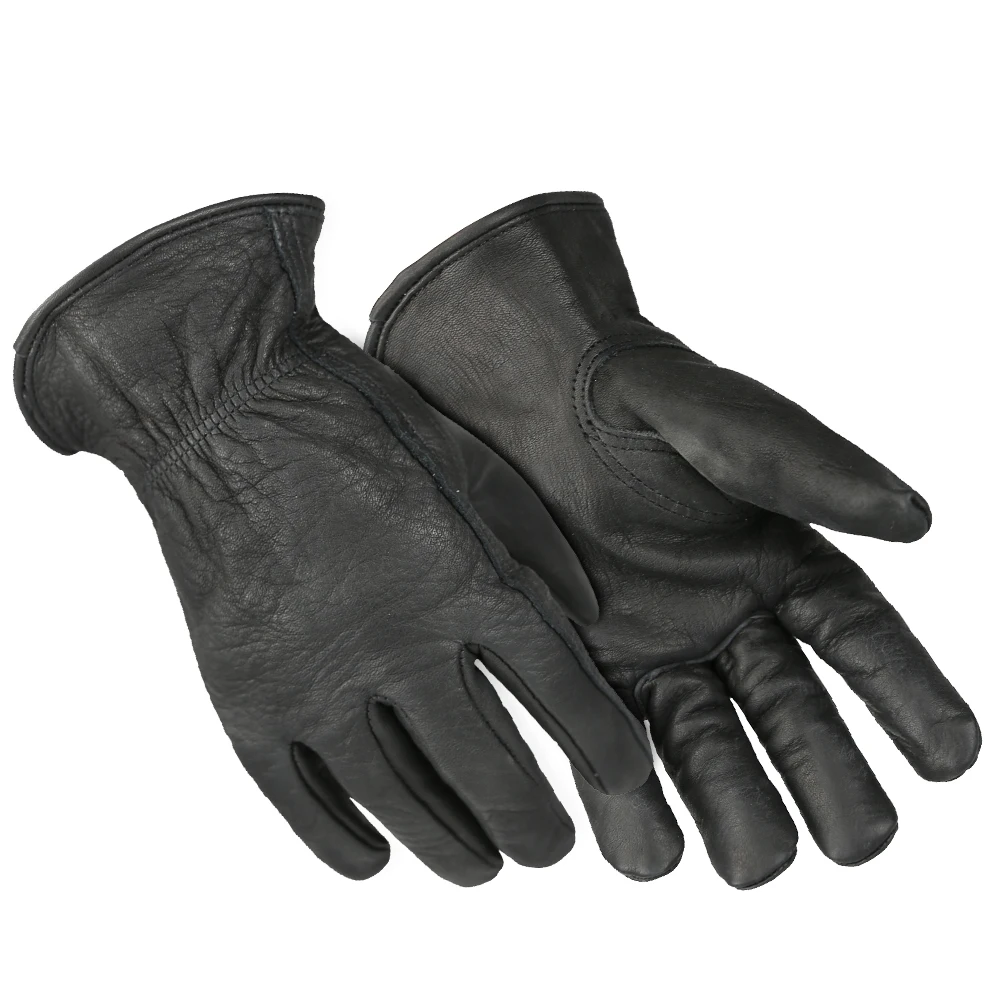 Black Leather Drivers Motorcycle Cowhide Working Gloves Safety Works for Men Women No Lining work gloves,protective gloves