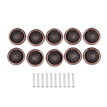 

Cupboard Cabinet Drawer 30mm Dia Vintage Ring Pull Knob Handle 10 Pcs