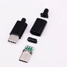 5 pces/2 pces TYPE-C mirco usb 3.1 plug conector macho com pcb 24pin solda linha de dados interface diy cabo dados acessórios