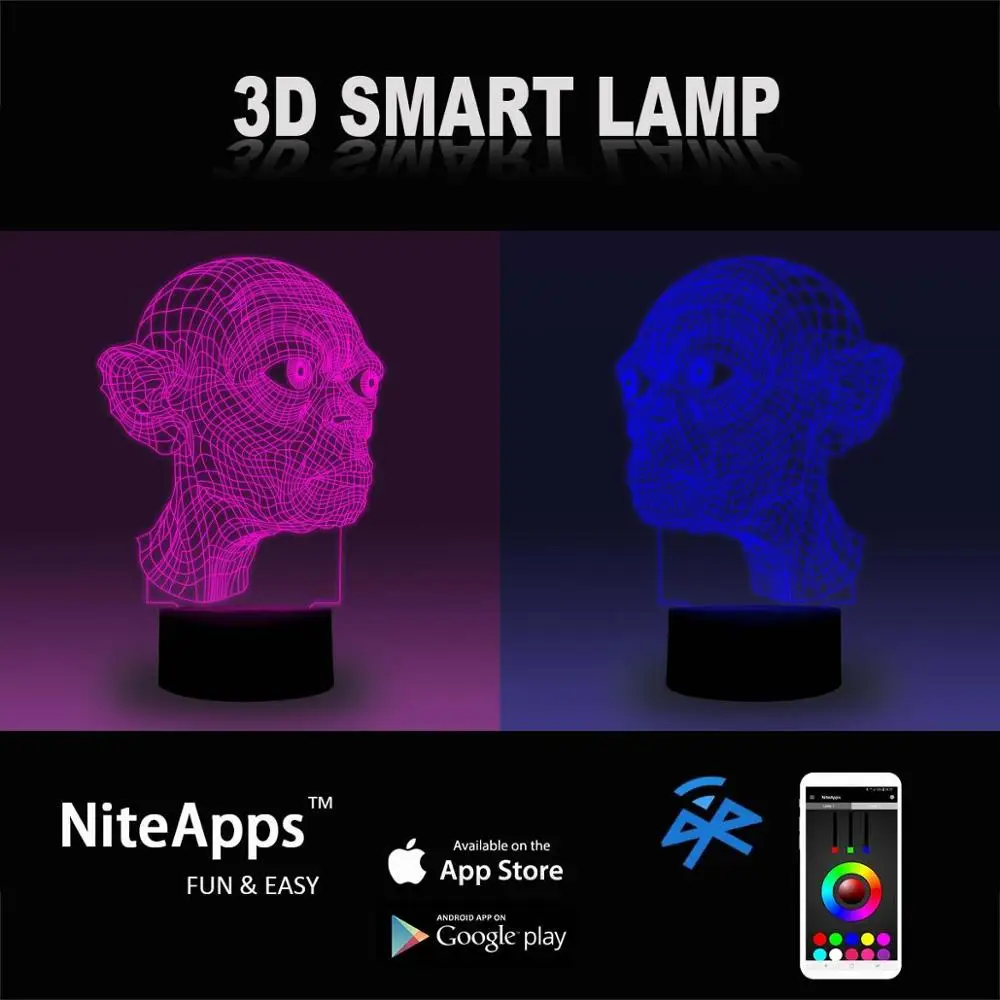 NiteApps 3D Властелин колец Grube ночник настольная лампа иллюзия Лампа подарок на день рождения приложение/сенсорное управление