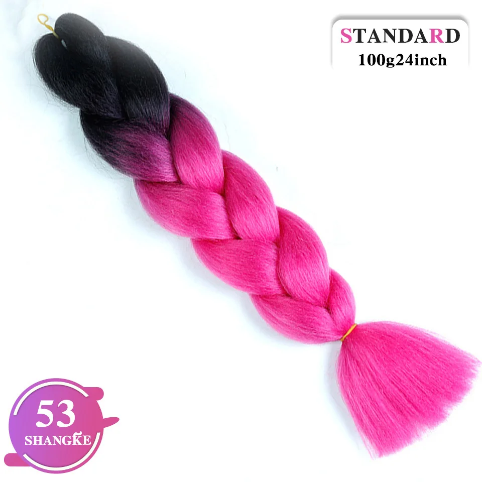 BUQI красный розовый Омбре вязание крючком плетение волос один 100 г/упак. 24 дюйма большие синтетические косы волос - Цвет: #1
